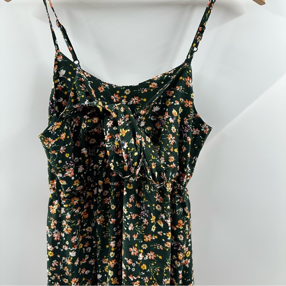 Green Floral Maxi Dress with Adjustable Straps and Back Tie – Size M - Picture 5 of 5